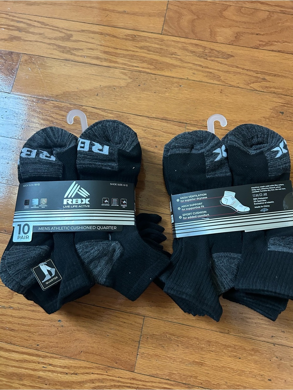 RBX Men's Athletic Cushioned Quarter Socks - Black/Grey 20 Pack